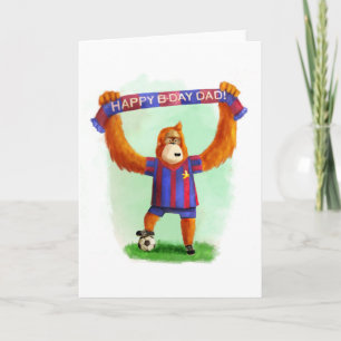 Carte Orangoutan de football d'anniversaire de papa