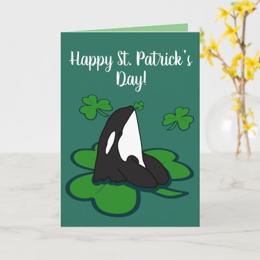 Carte Orca Killer Whale St Patrick’s Day (Fleur jaune)