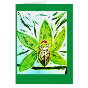 Carte Orchidée Cymbidium verte