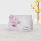 Carte Orchidée d'anniversaire et perles (Fleur jaune)