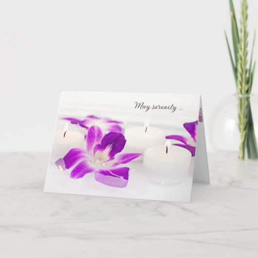 Carte Orchidée et bougies dans l'eau Penser à vous (Devant)