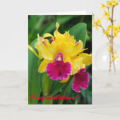 Carte Orchidée exotique aux couleurs jaune et rose chaud (Fleur jaune)