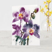 Carte Orchidée - Fleurs aquarelle (Fleur jaune)