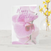 Carte Orchidée rose | Anniversaire personnalisé (Fleur jaune)