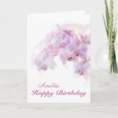 Carte Orchidée rose Aquarelle Fleur Anniversaire (Devant)