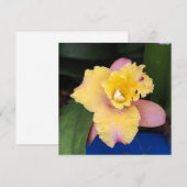 Carte Orchidée rose et jaune pastel (Devant / Derrière)