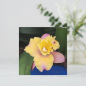 Carte Orchidée rose et jaune pastel (Debout devant)
