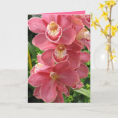 Carte orchidée rose saumon (Fleur jaune)