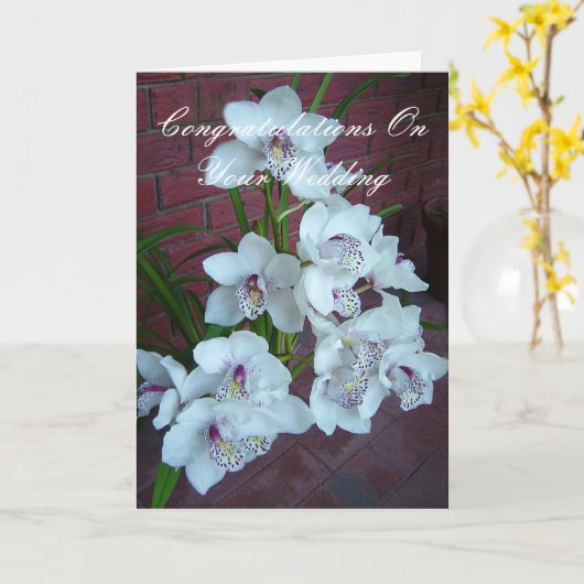 Carte Orchidées blanches, Félicitations pour votre maria (Fleur jaune)