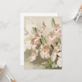 Carte Orchidées Blanches Fleur Illustration Ancienne Vin (Devant/Arrière en situation)