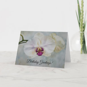 Carte Orchidées blanches Style Tropical Art Anniversaire
