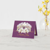 Carte Orchidées blanches violettes or chic Bouquet Merci (Fleur jaune)