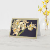 Carte Orchidées de blanc de joyeux anniversaire (Fleur jaune)