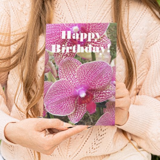 Carte Orchidées de papillon rose Fleur Anniversaire