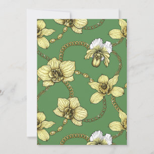 Carte Orchidées et chaînes, jaune et vert kelly