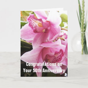Carte Orchidées roses 50e anniversaire Mariage personnal