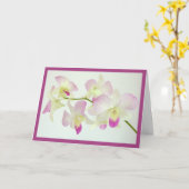 Carte Orchidées sur fond blanc, Joyeux Anniversaire ! (Fleur jaune)