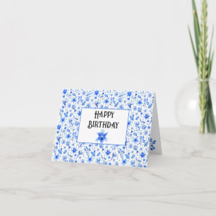 Carte Orchidées tropicales bleues cobalt personnalisées