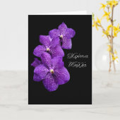 Carte Orchidées violettes pour le Jour du Nom Grec (Fleur jaune)