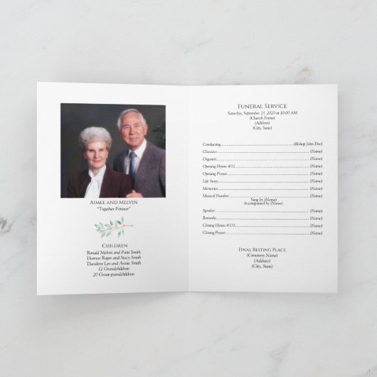 Carte Order of Service | Greenery Funeral Program (Intérieur)