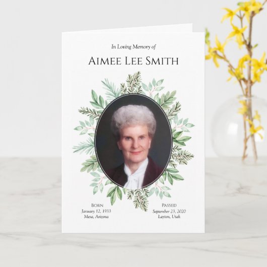 Carte Order of Service | Greenery Funeral Program (Fleur jaune)