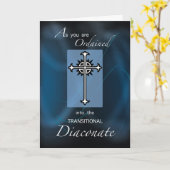 Carte Ordination à la croix diaconique transitoire, bleu (Fleur jaune)