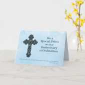 Carte Ordination Anniversaire Prêtre, Croix Ornate (Fleur jaune)