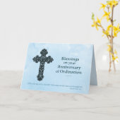 Carte Ordination Anniversaire Prêtre, Croix Ornate (Fleur jaune)