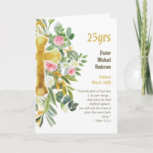 Carte ORDINATION ANNIVERSAIRE Prêtre Pasteur Ministre (Devant)