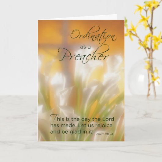 Carte Ordination du prédicateur, Lys et Croix (Fleur jaune)