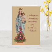 Carte Ordination du prêtre Bénédictions de l'anniversair (Fleur jaune)