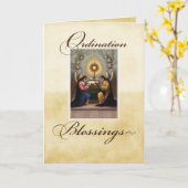 Carte Ordination Félicitations Anges à l'autel (Fleur jaune)