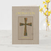 Carte Ordination générale Félicitations, Croix métalliqu (Fleur jaune)