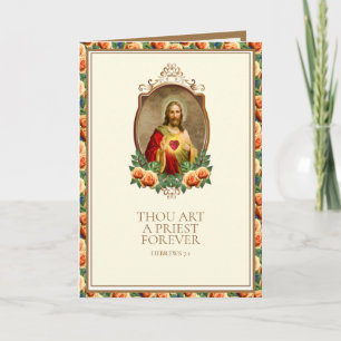Carte Ordinations de prêtres Sacré-Cœur Jésus Élégant 