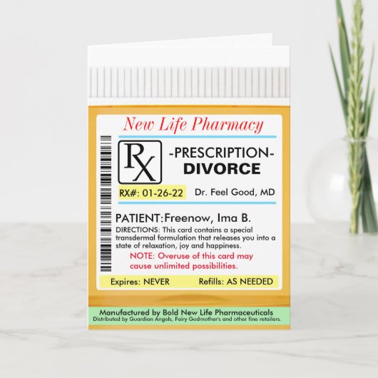 Carte Ordonnance RX pour le divorce (Devant)
