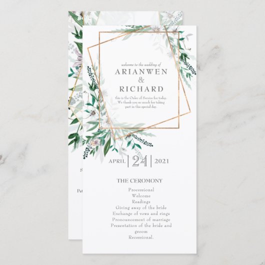 Carte Ordre de service, programme, Géométrie #2 (Devant / Derrière)