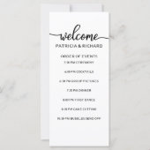Carte Ordre des événements de mariage Chic noir et blanc (Devant)