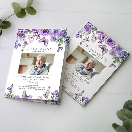 Carte Ordre des funérailles | Floral Memorial Program