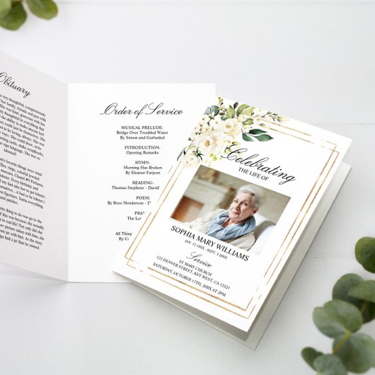 Carte Ordre des funérailles | Floral Memorial Program