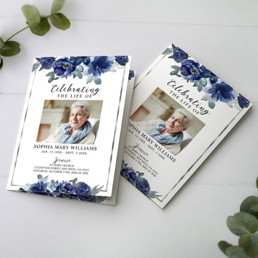 Carte Ordre des funérailles | Floral Memorial Program