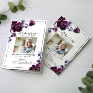 Carte Ordre des funérailles   Floral Memorial Program