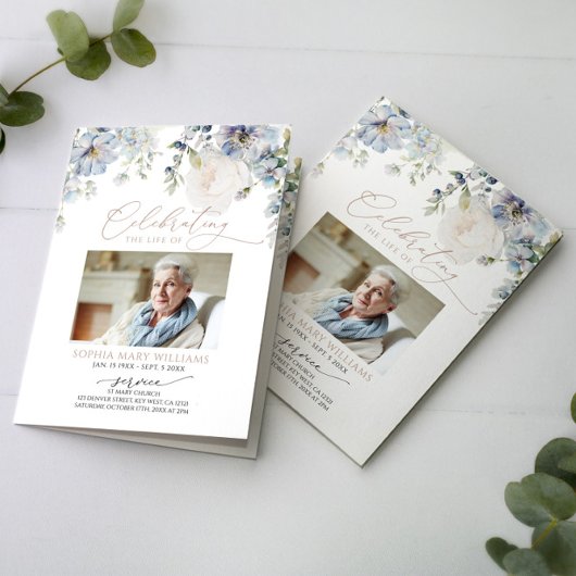 Carte Ordre des funérailles | Floral Memorial Program