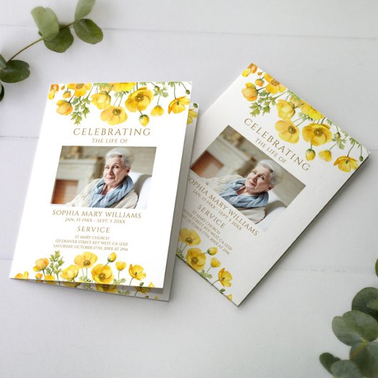 Carte Ordre des funérailles | Floral Memorial Program