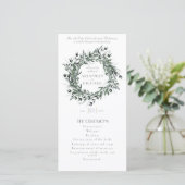 Carte Ordre du service, Vert #1, détails mariages (Debout devant)