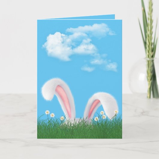 Carte Oreilles de lapin de Pâques avec marguerites (Devant)