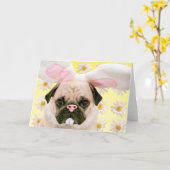 Carte Oreilles de lapin Pug (Fleur jaune)