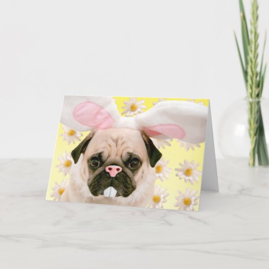 Carte Oreilles de lapin Pug (Devant)