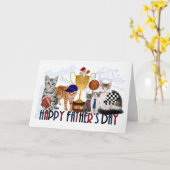 Carte orientée de fête des pères de sport de chats (Fleur jaune)