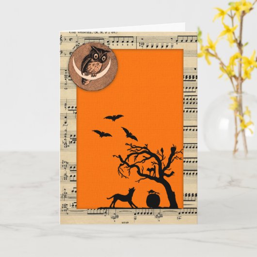 Carte orientée vintage de Halloween (Fleur jaune)