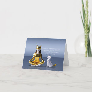 Carte Origami Gold Foil Yoga Méditer Catwoman and Cat